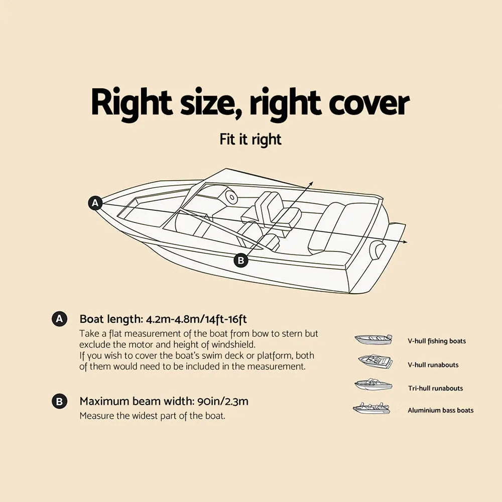 Seamanship 14- 16ft Boat Cover Trailerable Marine Grade 600D - Image 2