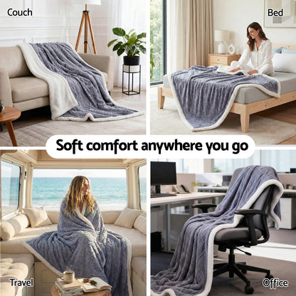 Giselle 203x230cm Throw Blanket Double-Sided Fleece Lightweight For Sofa Couch Bed - Image 6