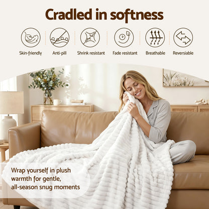 Giselle 127x152cm Throw Blanket Fleece Soft Lightweight Cozy Sofa Couch Bed Throw - Image 5