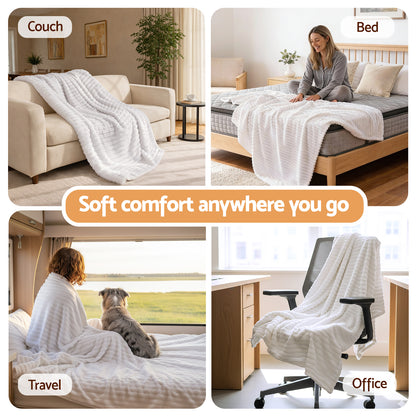 Giselle 127x152cm Throw Blanket Fleece Soft Lightweight Cozy Sofa Couch Bed Throw - Image 6