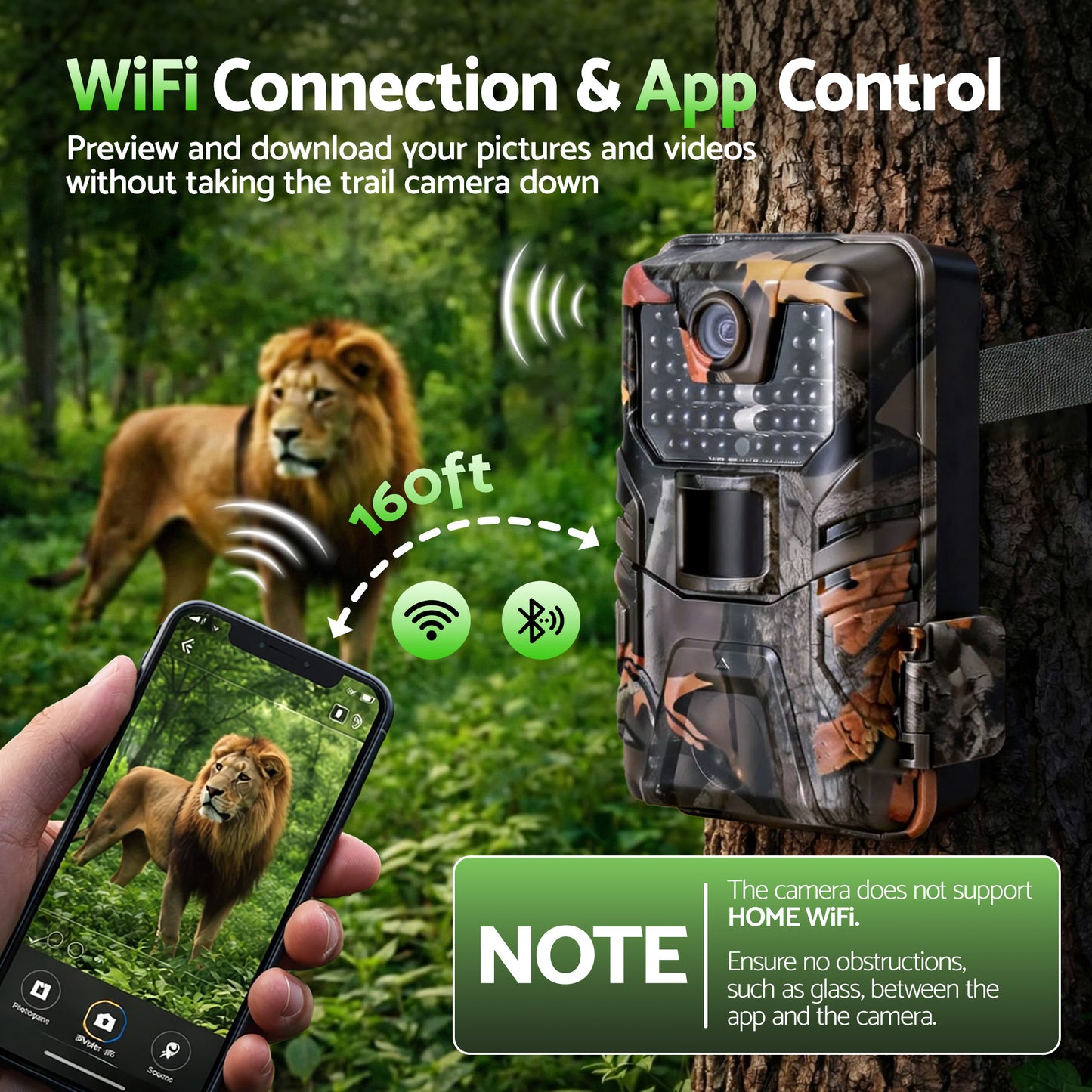 UL-TECH 4K WiFi Trail Camera 48MP 0.2s Trigger Game Camera Camo - Image 5