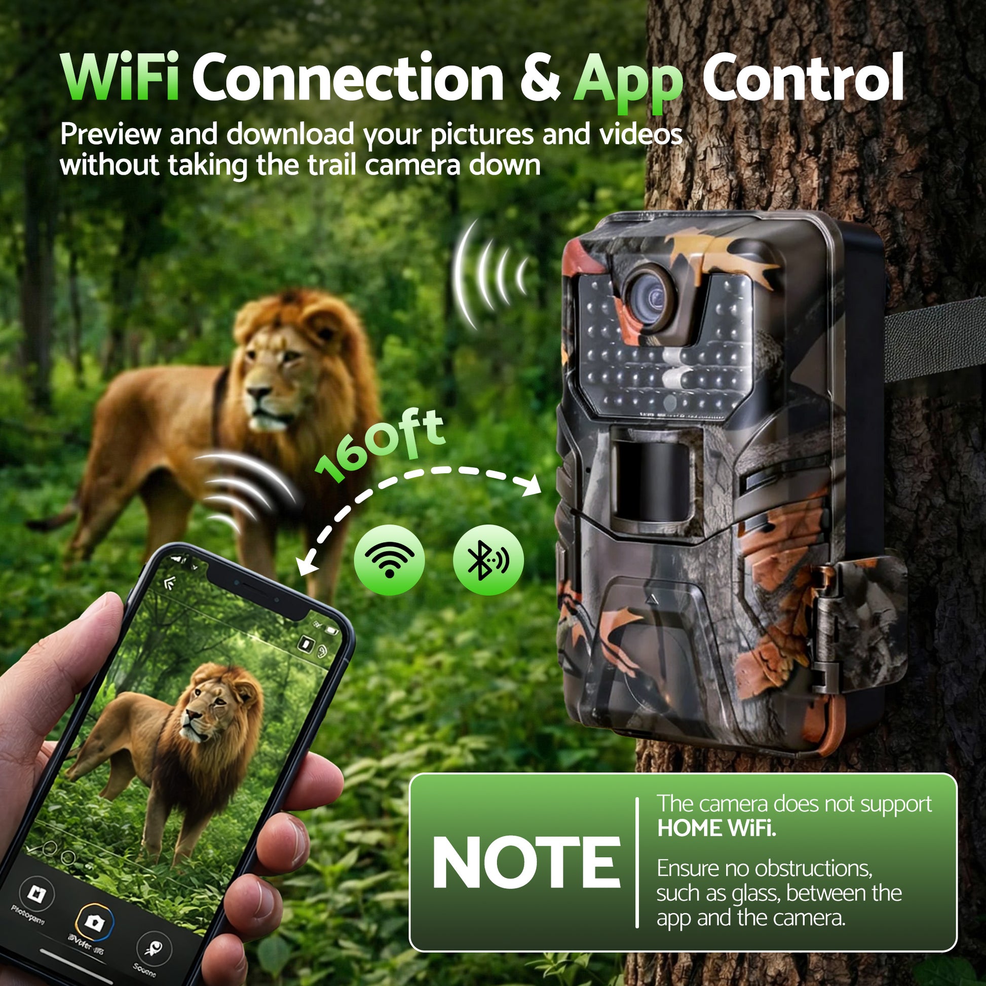 UL-TECH 4K WiFi Trail Camera 48MP 0.2s Trigger Game Camera Camo - Image 5