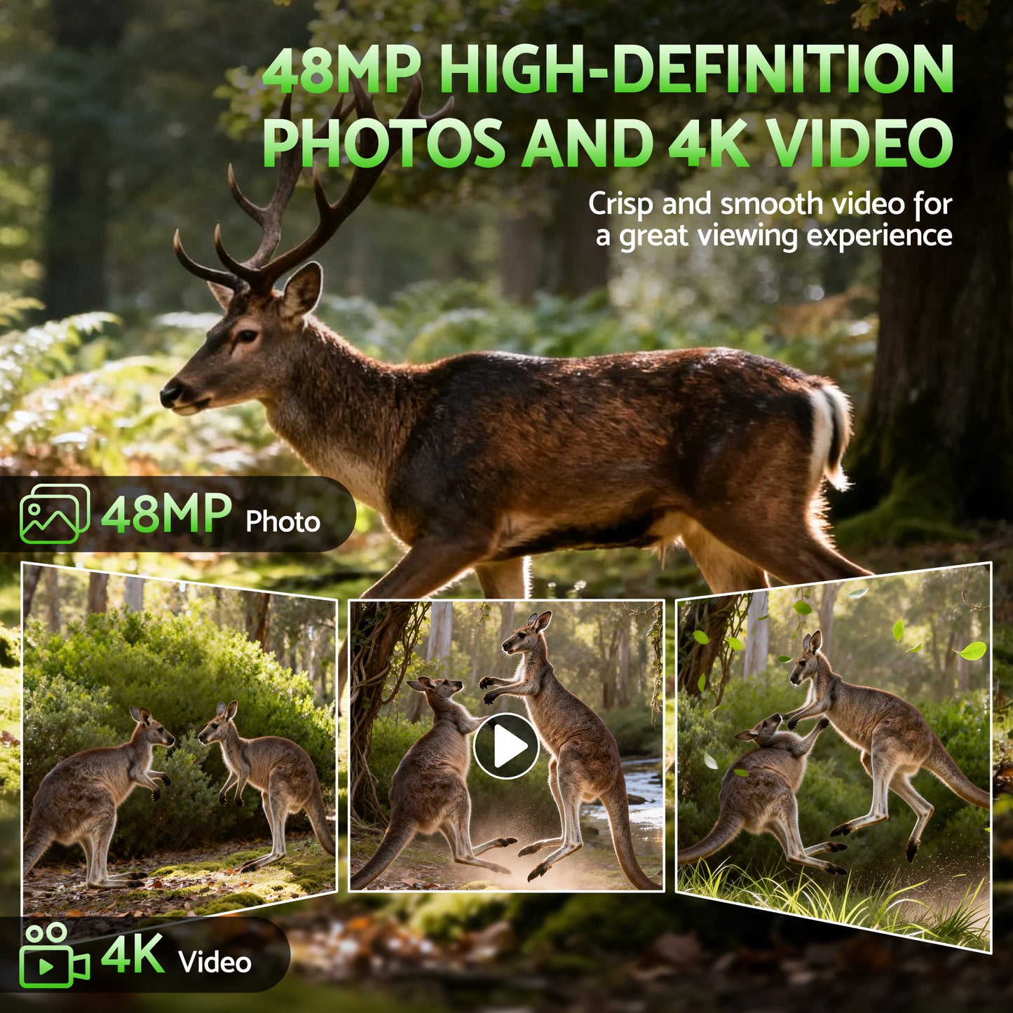 UL-TECH 4K WiFi Trail Camera 48MP 0.2s Trigger Game Camera Camo - Image 6