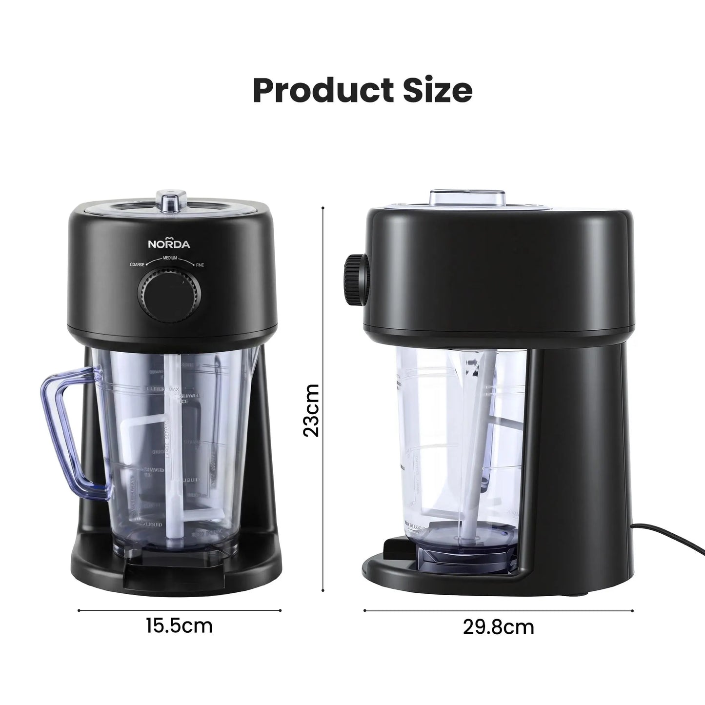 NORDA 1.1L Slushie Machine Shaved Ice Maker 3 Texture Levels Black - Image 2