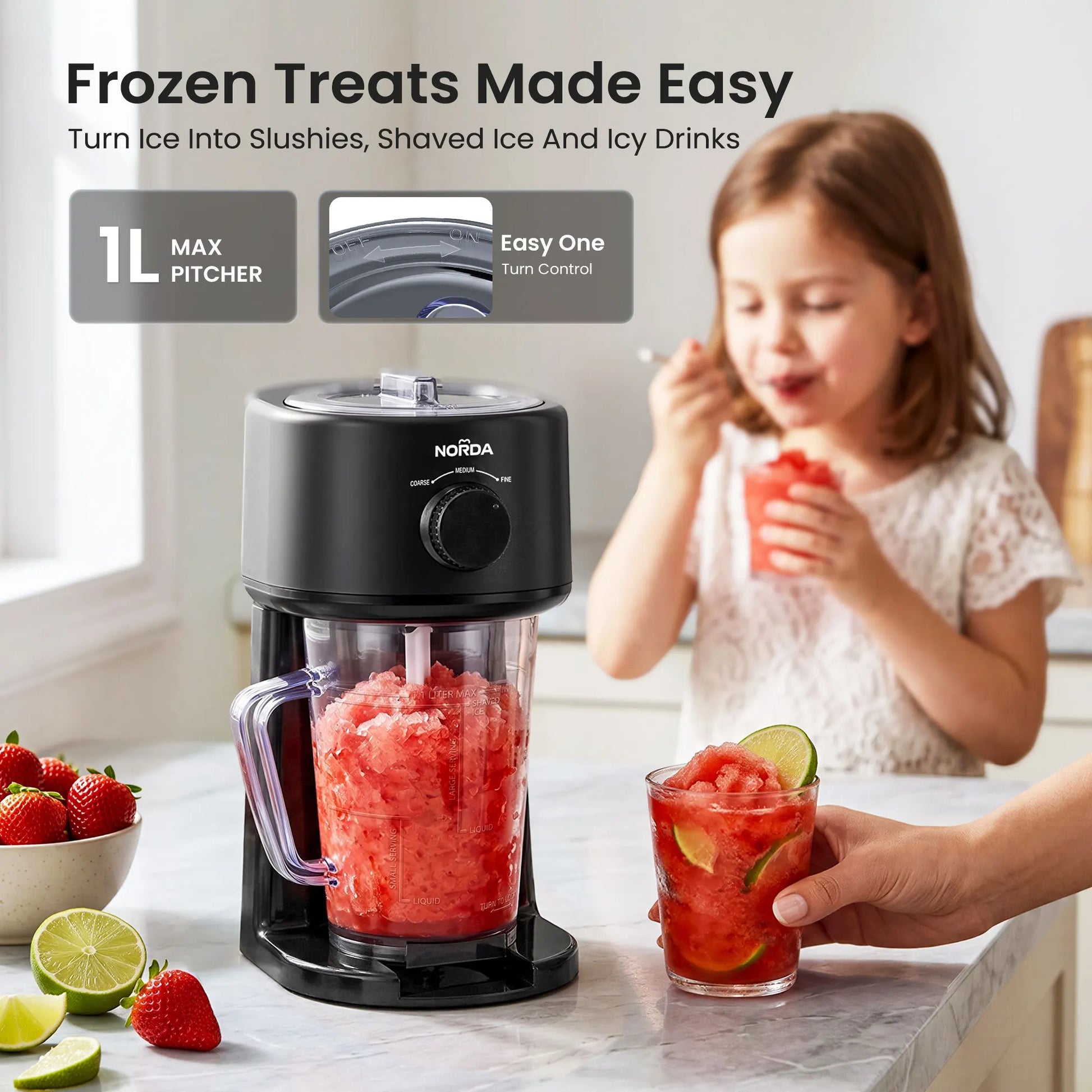 NORDA 1.1L Slushie Machine Shaved Ice Maker 3 Texture Levels Black - Image 4