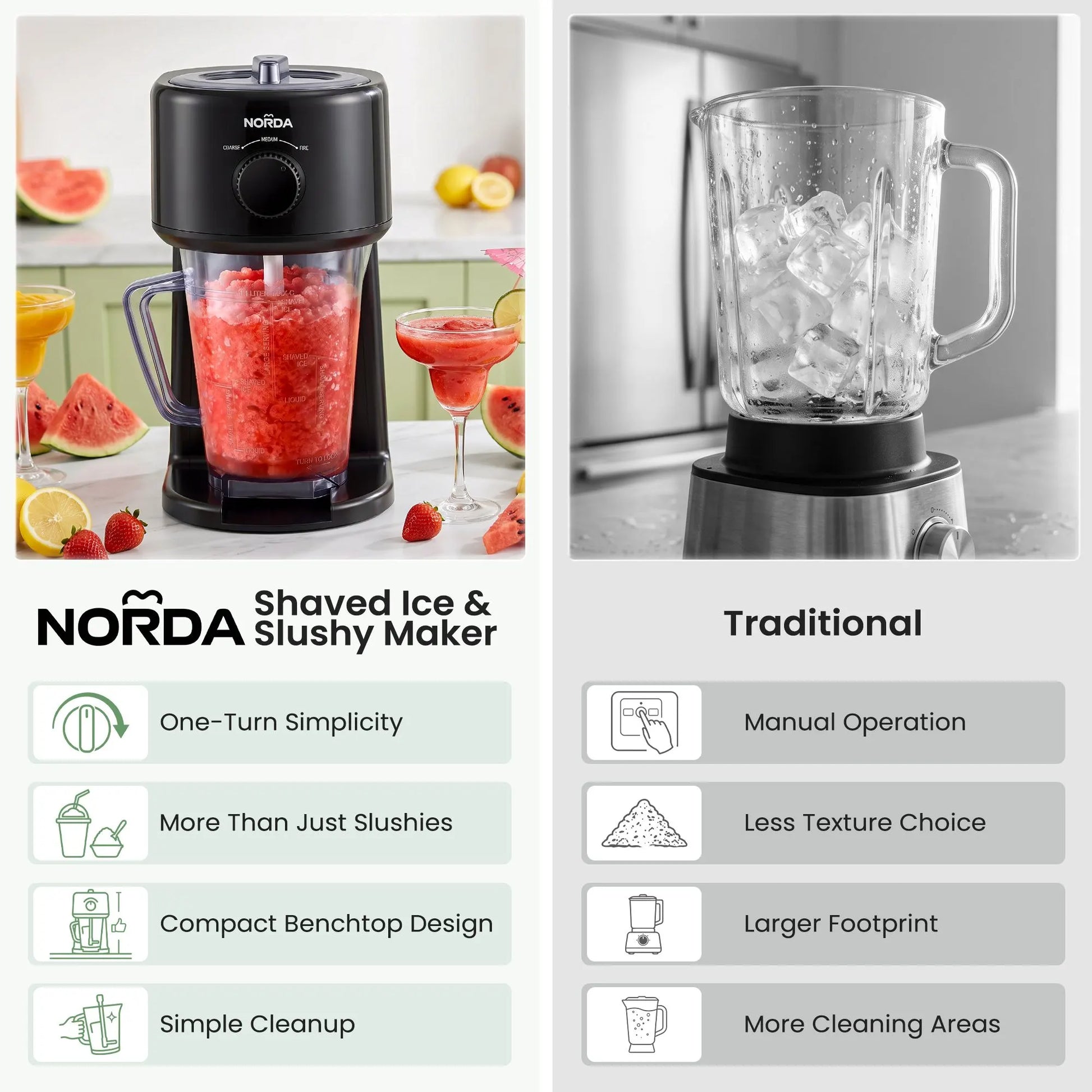 NORDA 1.1L Slushie Machine Shaved Ice Maker 3 Texture Levels Black - Image 7
