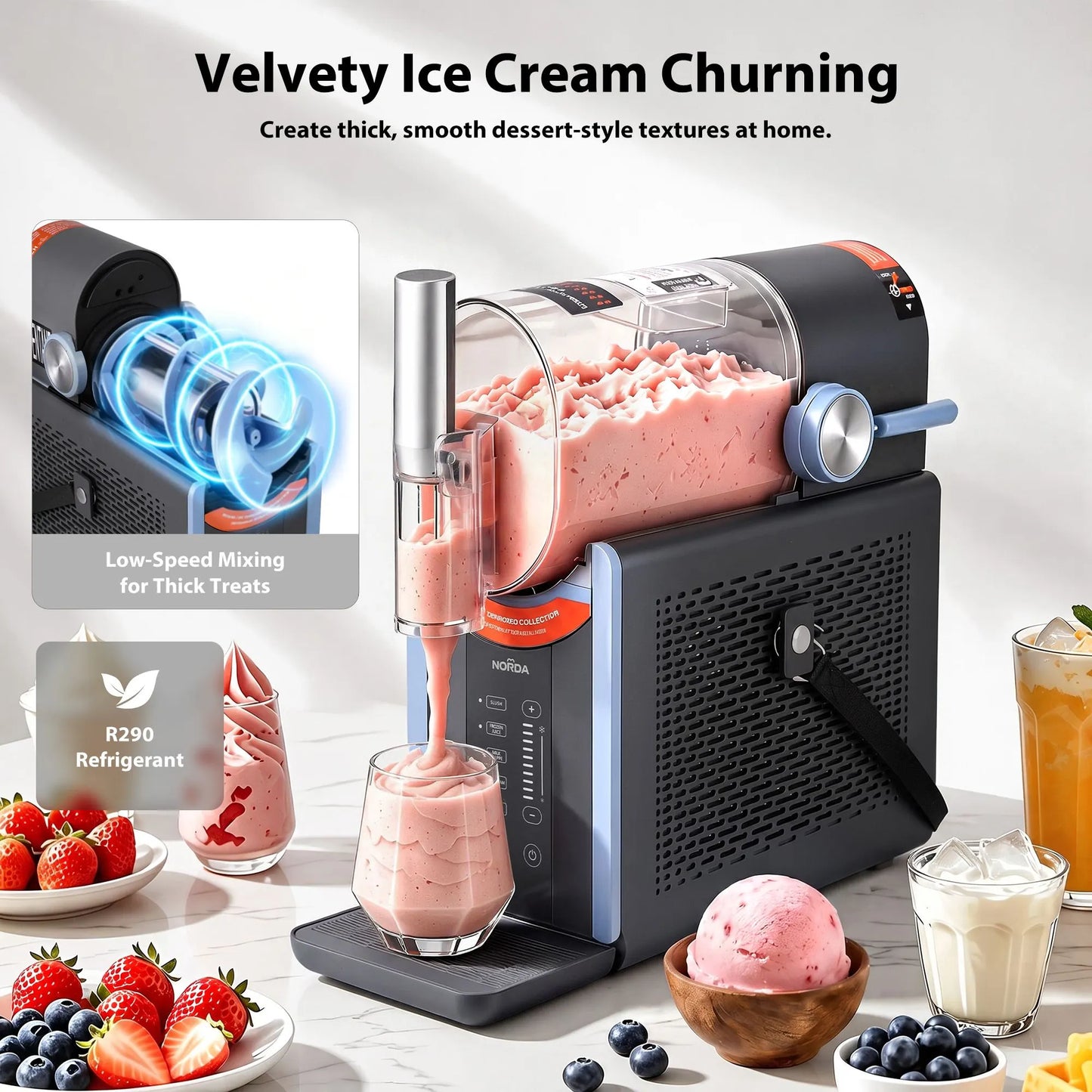 NORDA 2L Slushie Machine Frozen Drink Maker Ice Cream Maker Countertop - Image 7