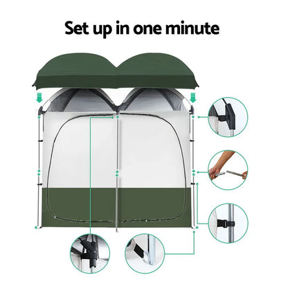 Weisshorn Double Camping Shower Toilet Tent Outdoor Portable Change Room - Image 4