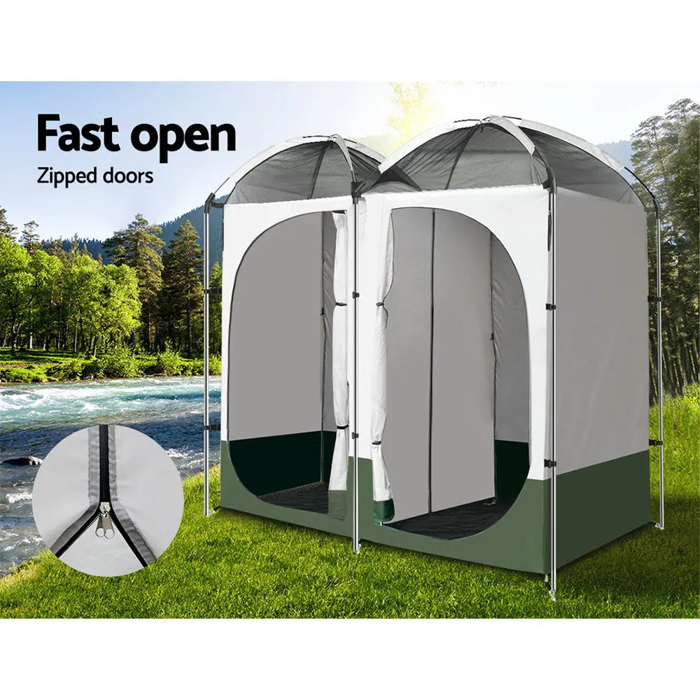 Weisshorn Double Camping Shower Toilet Tent Outdoor Portable Change Room - Image 5