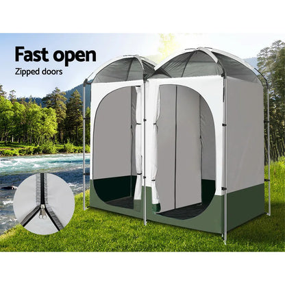 Weisshorn Double Camping Shower Toilet Tent Outdoor Portable Change Room - Image 5