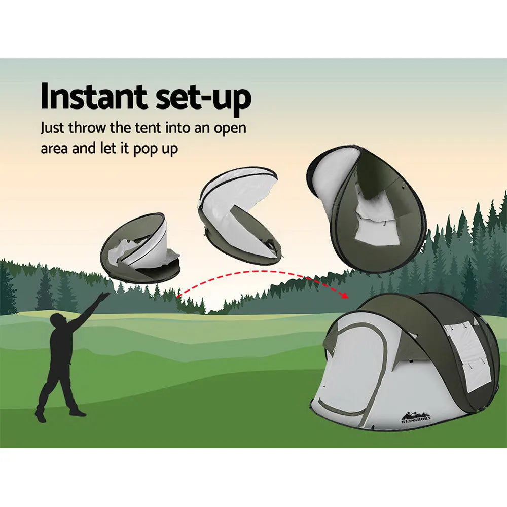 Weisshorn Instant Up Camping Tent 4-5 Person Pop up Tents Family Hiking Beach Dome - Image 4