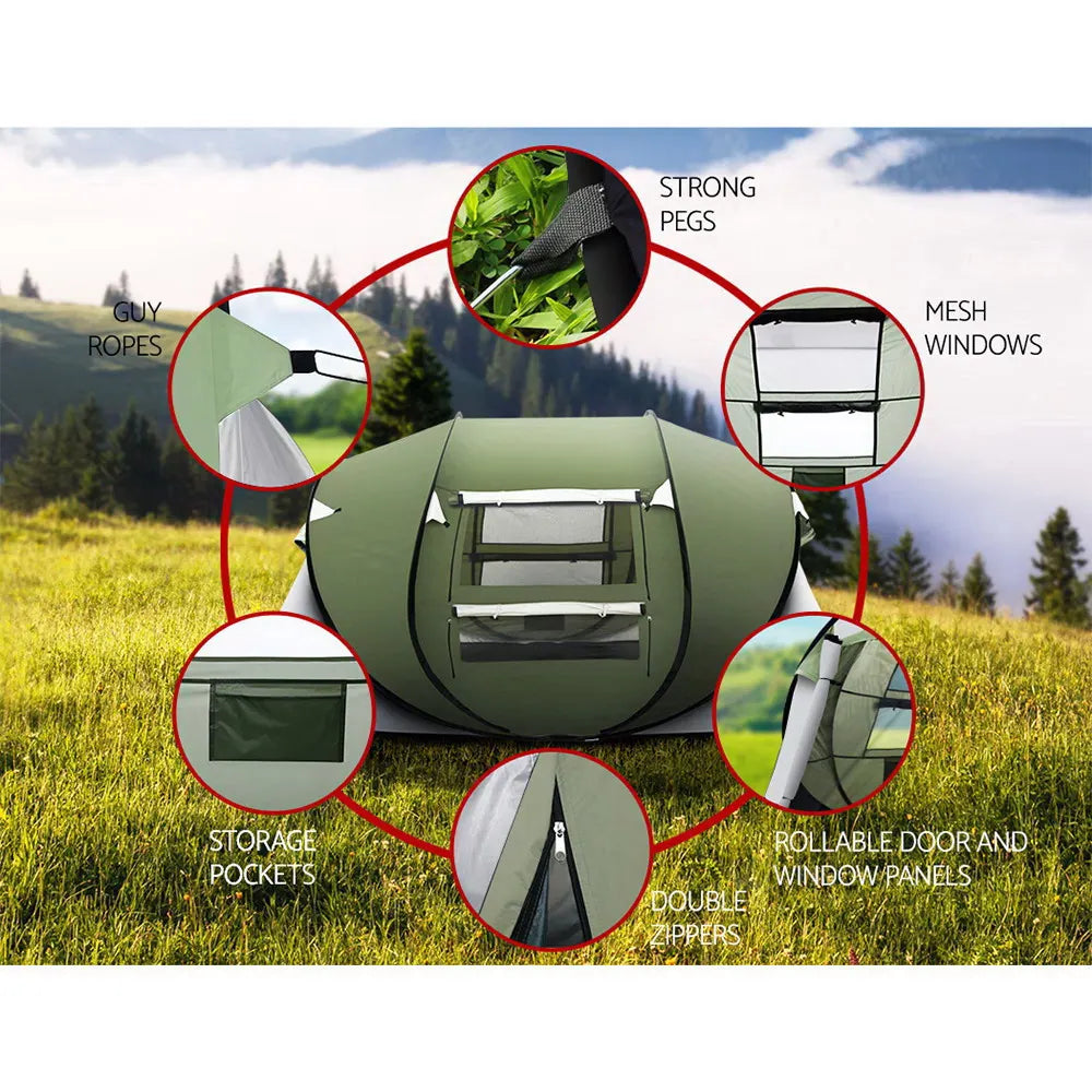 Weisshorn Instant Up Camping Tent 4-5 Person Pop up Tents Family Hiking Beach Dome - Image 5