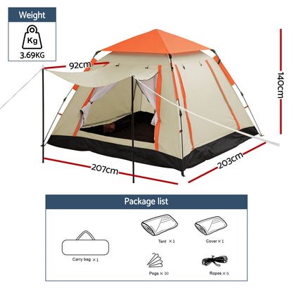 Weisshorn Pop Up Camping Tent 3-4 Person Automatic Tent Instant Setup Waterproof - Image 2