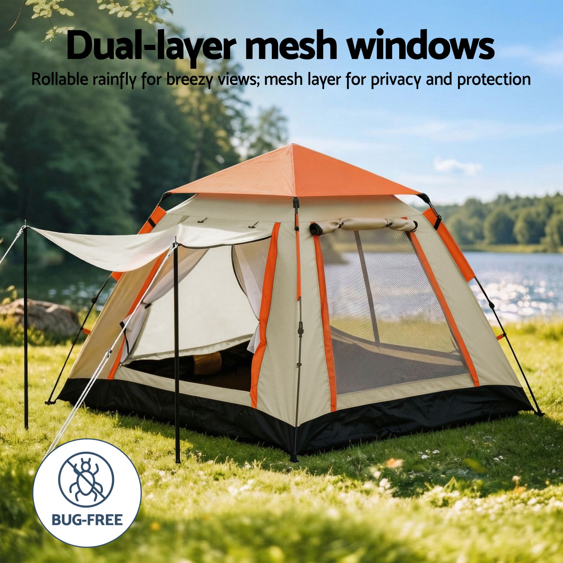Weisshorn Pop Up Camping Tent 3-4 Person Automatic Tent Instant Setup Waterproof - Image 4