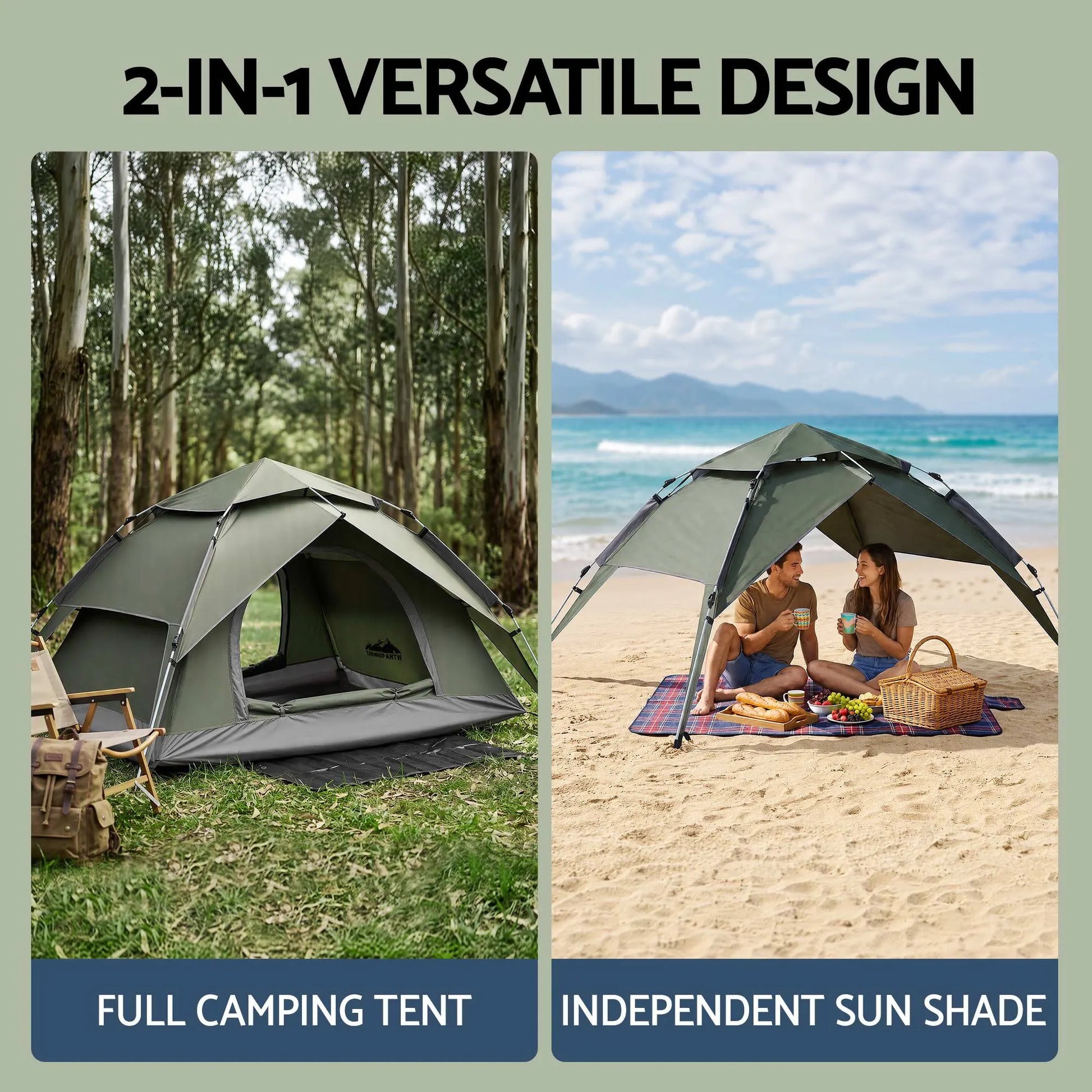 Weisshorn 2 Person Camping Tent Automatic Pop Up Water Repellent Shade Outdoor - Image 4
