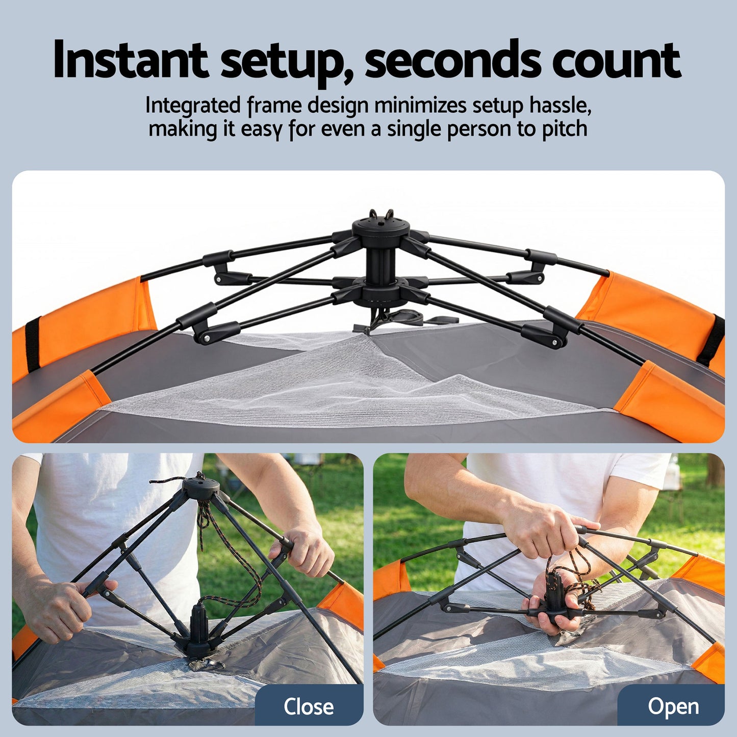 Weisshorn 2 Person Instant Pop Up Camping Tent Automatic Waterproof Hiking Beach - Image 5
