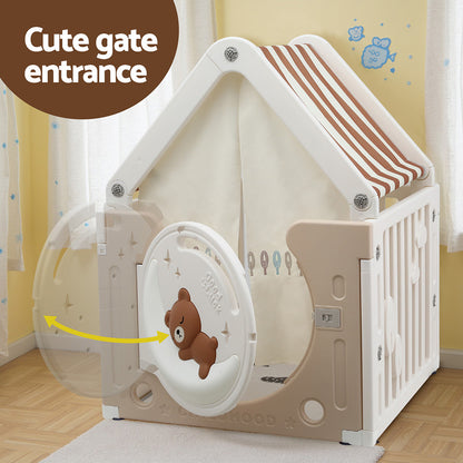 Keezi Kids Play Tent Playhouse Castle with Floor Mat 85CMX113CM - Image 5