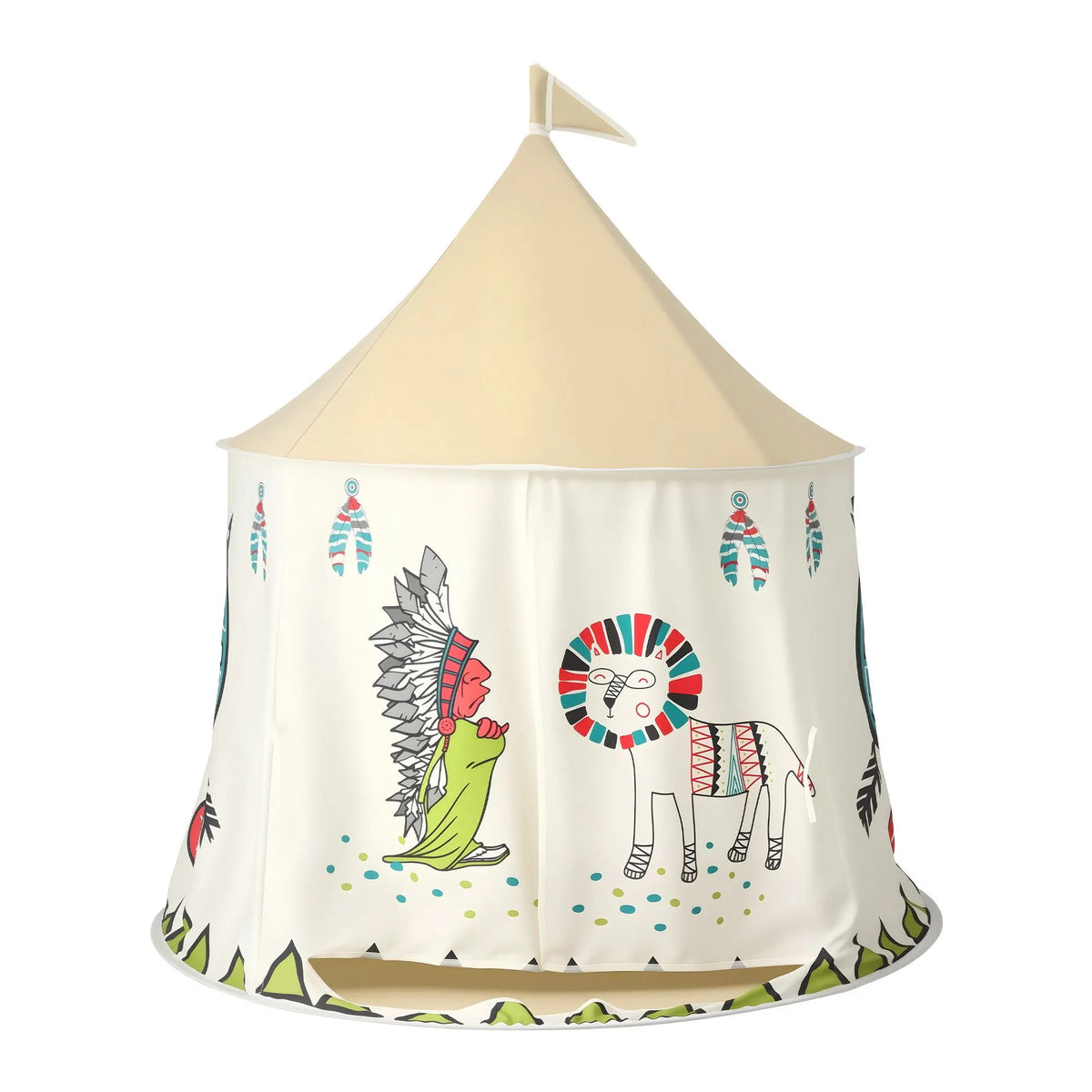 Keezi Kids Play Tent Playhouse Castle with Window Flag Carry Bag 115cmx115cm - Image 3