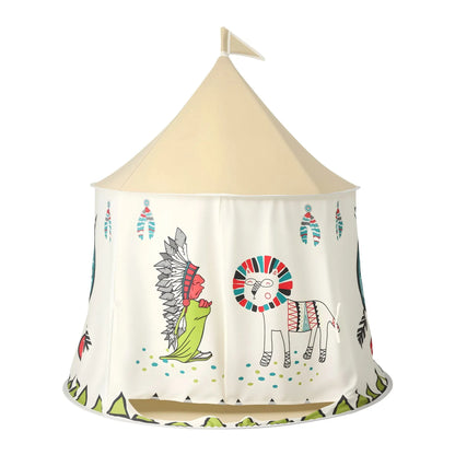 Keezi Kids Play Tent Playhouse Castle with Window Flag Carry Bag 115cmx115cm - Image 3