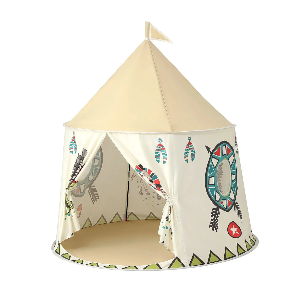 Keezi Kids Play Tent Playhouse Castle with Window Flag Carry Bag 115cmx115cm - Image 9