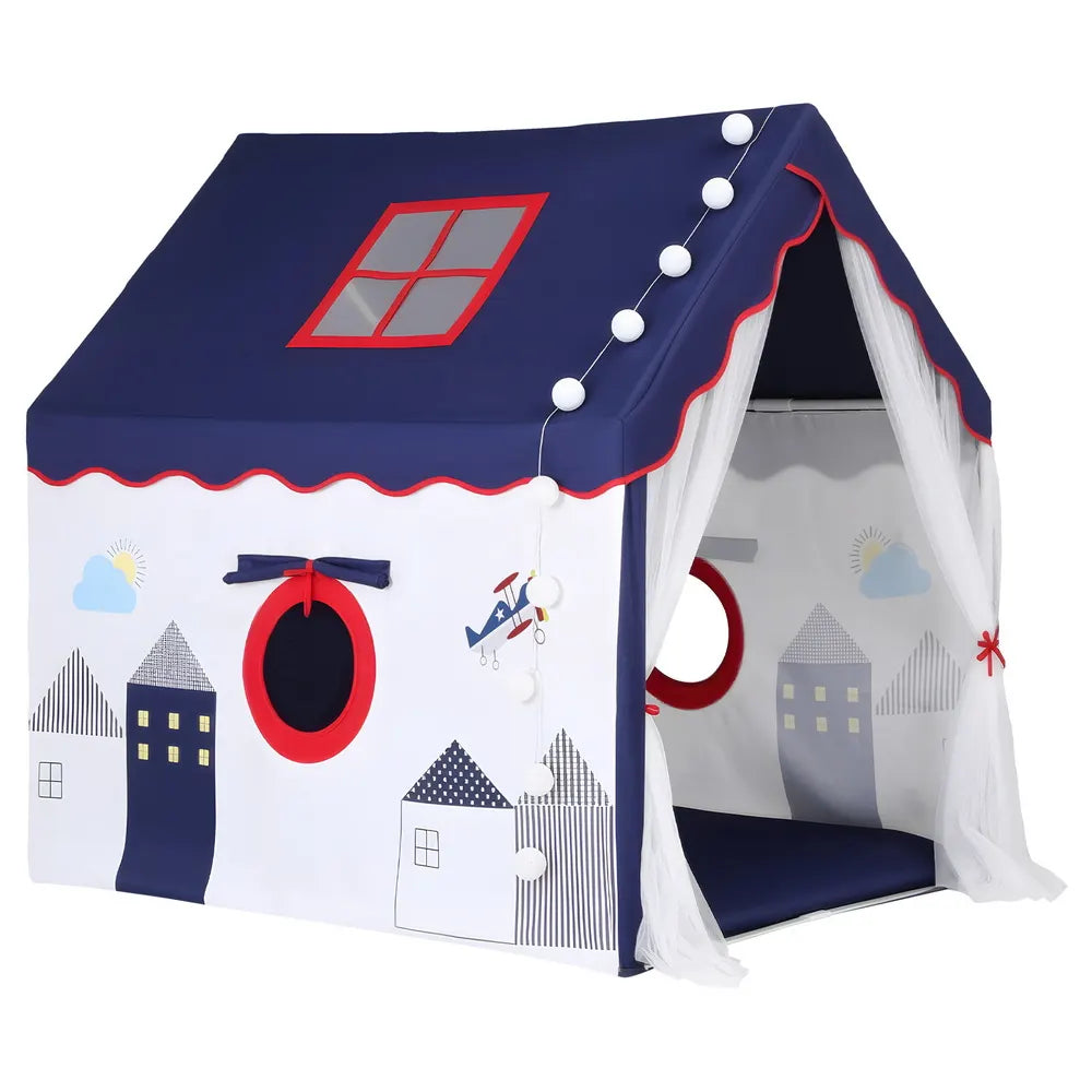 Keezi Kids Play Tent Playhouse Castle with Floor Mat String Ball Light 134X103CM - Image 4