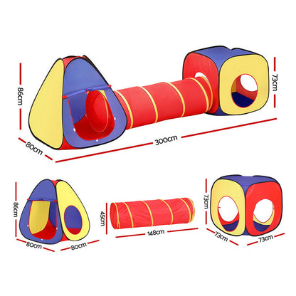 Keezi Kids Playhouse Play Tent Pop Up Teepee Castle Crawl Tunnel Outdoor Indoor Toys Children Gift - Image 2