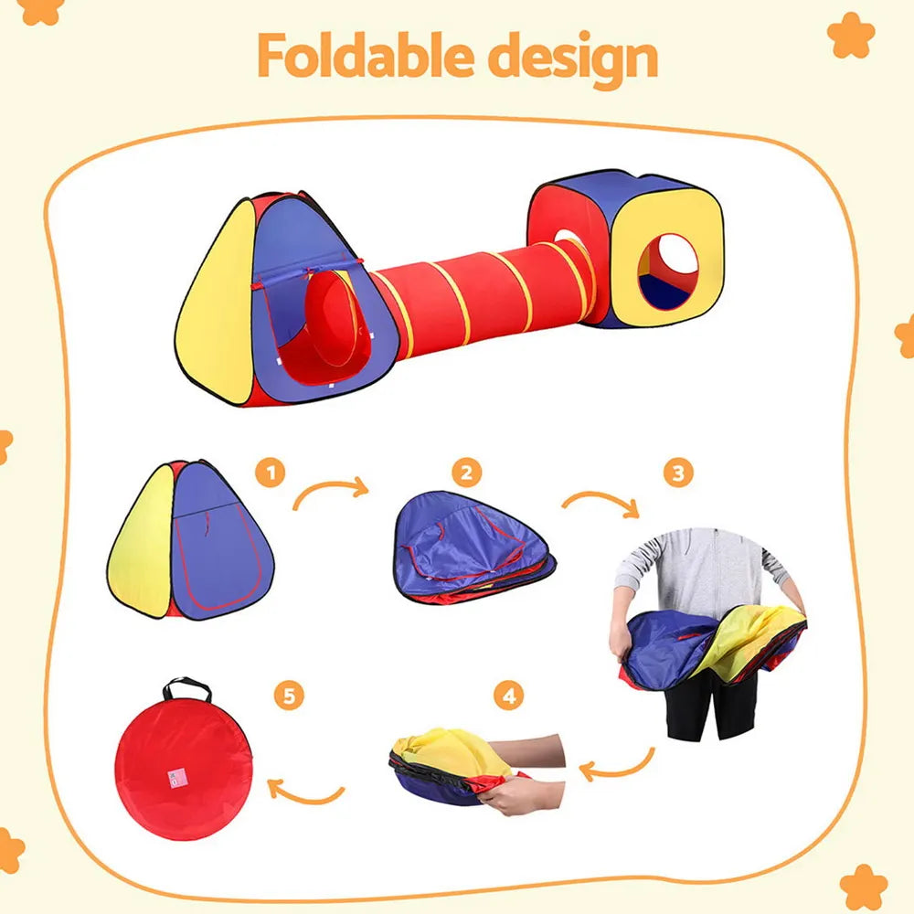 Keezi Kids Playhouse Play Tent Pop Up Teepee Castle Crawl Tunnel Outdoor Indoor Toys Children Gift - Image 8