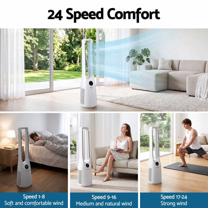 Devanti Bladeless Tower Fan 100cm 2-in-1 Cooling Airflow Purifying Remote - Image 4
