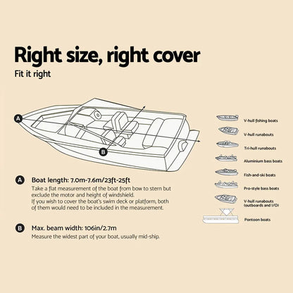 Seamanship Boat Cover 23-25ft Trailerable Jumbo Marine 600D Heavy Duty Grey - Image 2
