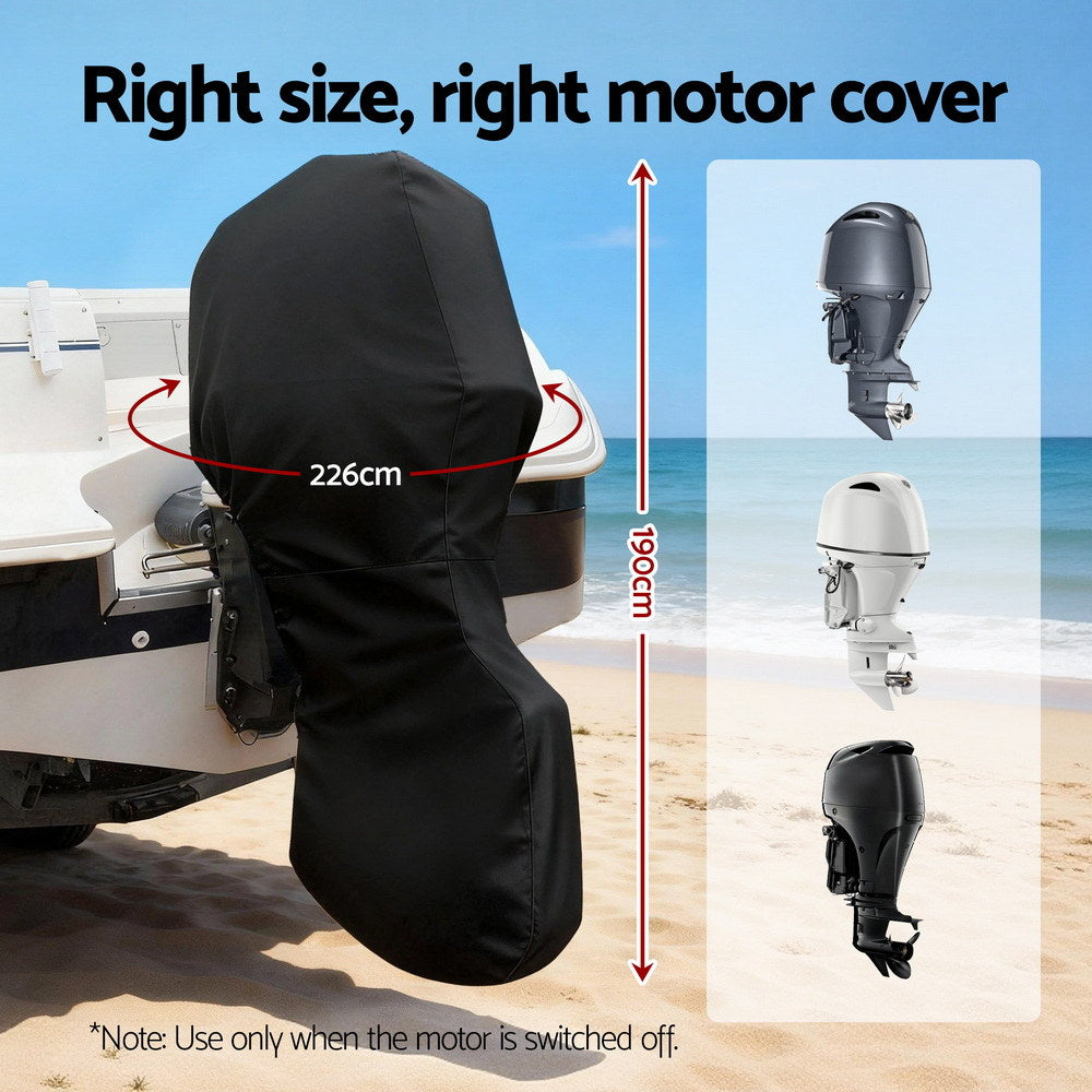 Seamanship Full Outboard Boat Motor Engine Cover Dust Rain Protection 100hp -150hp 600D Black - Image 4