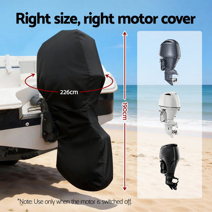 Seamanship Full Outboard Boat Motor Engine Cover Dust Rain Protection 100hp -150hp 600D Black - Image 4