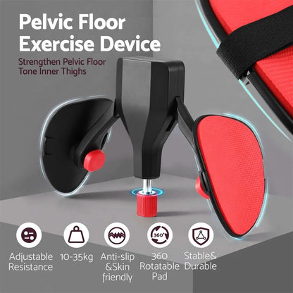 Everfit Pelvic Floor Exerciser Inner Thigh Kegel Trainer 35KG 360 Adjustable Men Women Black & Red - Image 4