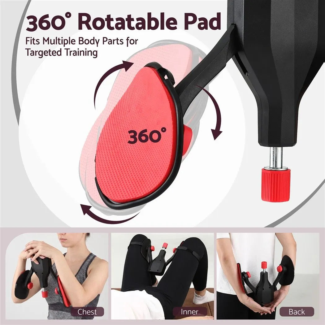 Everfit Pelvic Floor Exerciser Inner Thigh Kegel Trainer 35KG 360 Adjustable Men Women Black & Red - Image 6