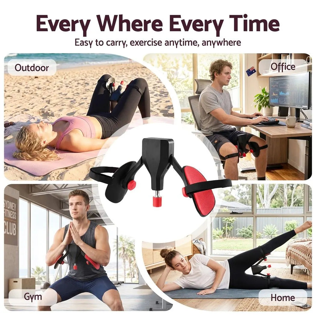 Everfit Pelvic Floor Exerciser Inner Thigh Kegel Trainer 35KG 360 Adjustable Men Women Black & Red - Image 9
