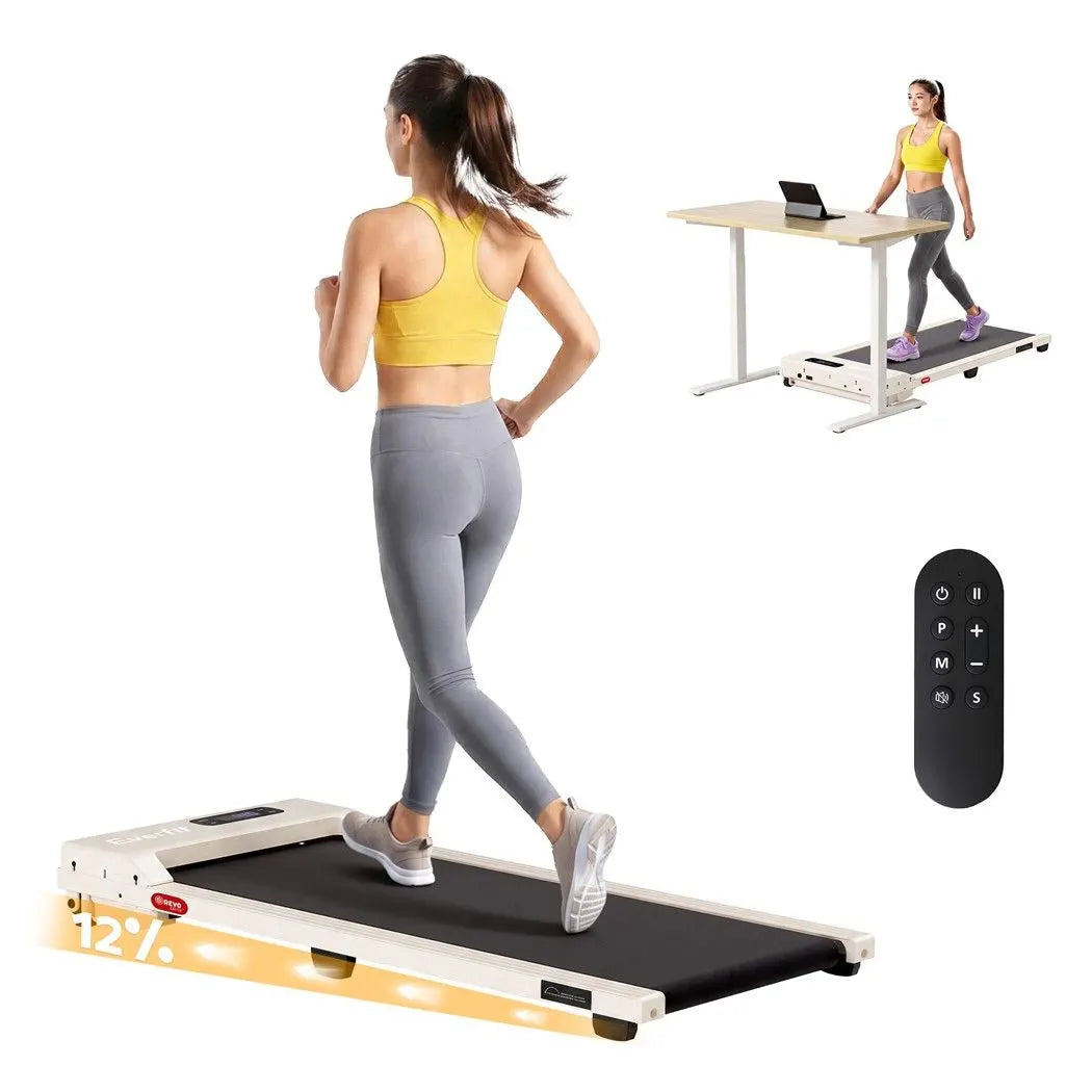 Everfit 3 in 1 Walking Pad Treadmill 12% Incline Under Desk Treadmills for Home Gym With 38cm Wide Belt Beige - Image 2
