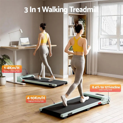 Everfit 3 in 1 Walking Pad Treadmill 12% Incline Under Desk Treadmills for Home Gym 38cm Belt Green - Image 5