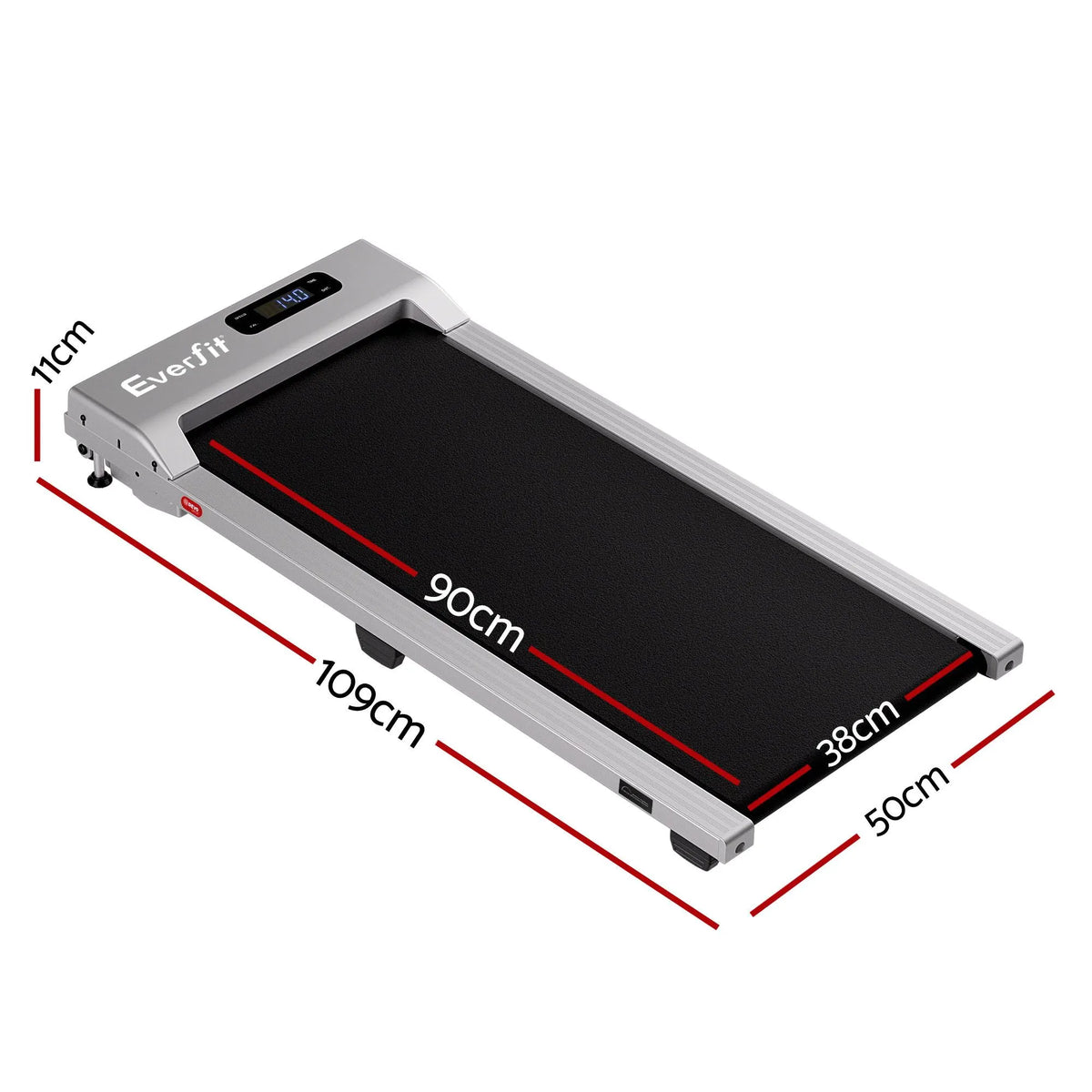 Everfit 3 in 1 Walking Pad Treadmill 12% Incline Under Desk Treadmills for Home Gym With 38cm Wide Belt Silver - Image 2