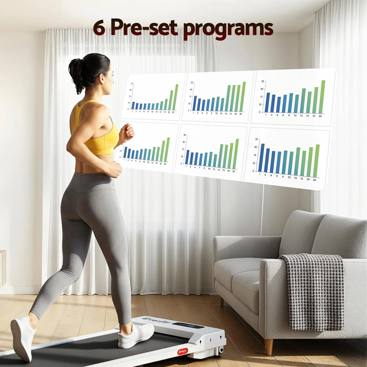 Everfit 3 in 1 Walking Pad Treadmill 12% Incline Under Desk Treadmills for Home Gym With 38cm Wide Belt White - Image 5