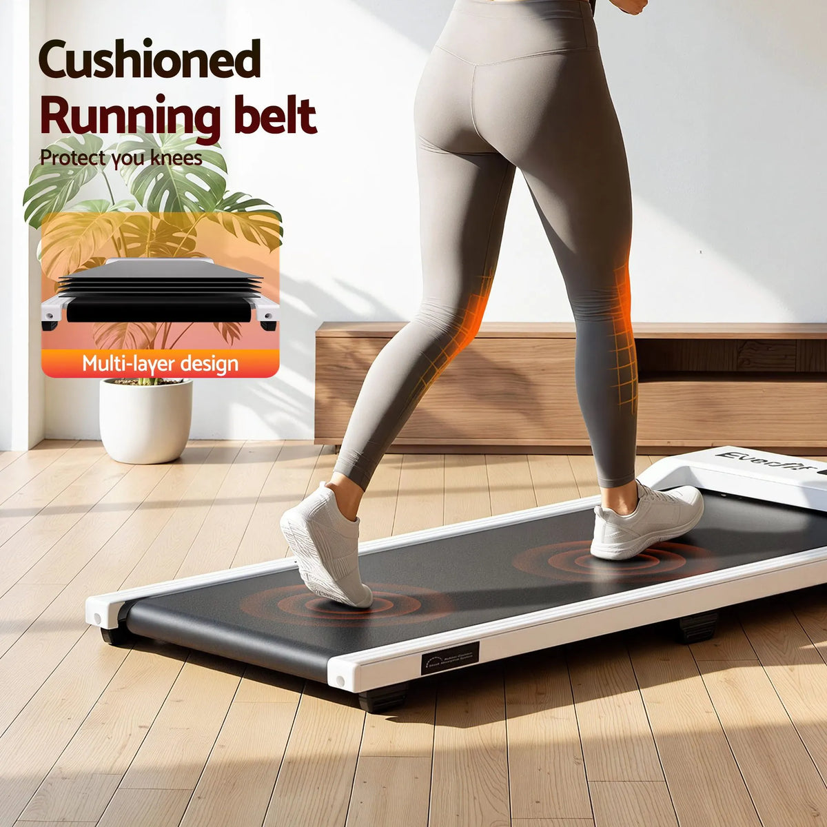 Everfit 3 in 1 Walking Pad Treadmill 12% Incline Under Desk Treadmills for Home Gym With 38cm Wide Belt White - Image 9
