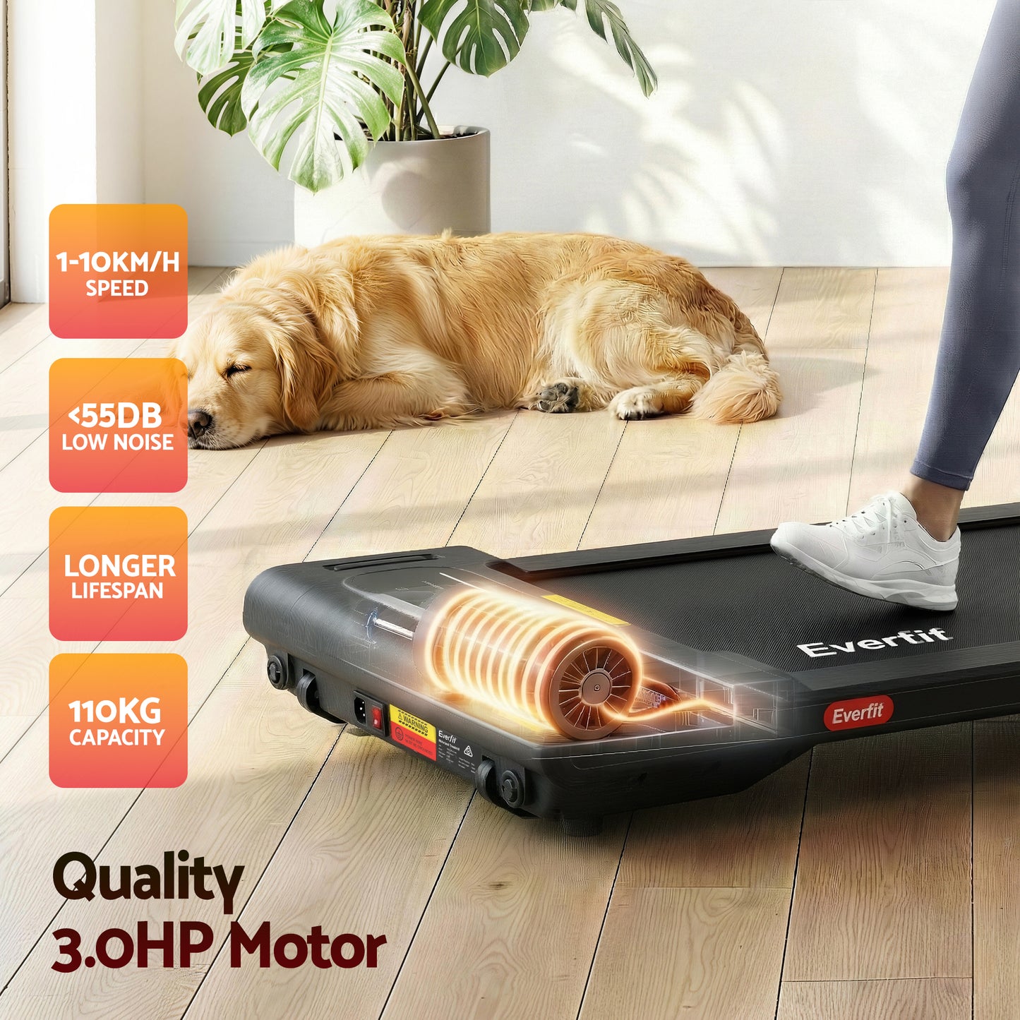 Everfit Walking Pad Treadmill 2 in 1 Foldable Under Desk for Home Gym With 38cm Belt With APP - Image 8