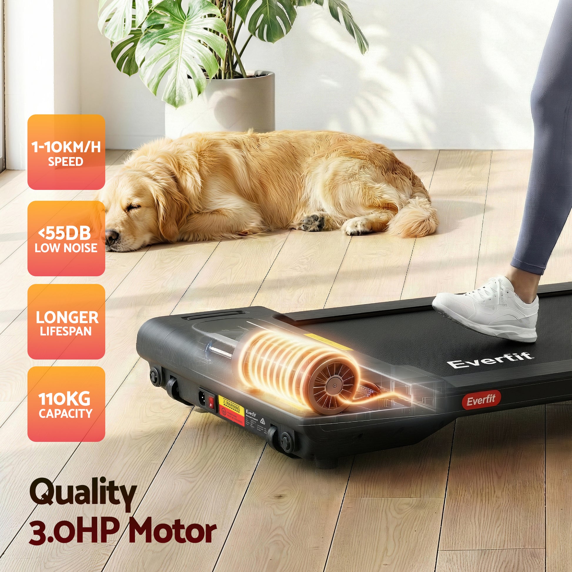 Everfit Walking Pad Treadmill 2 in 1 Foldable Under Desk for Home Gym With 38cm Belt With APP - Image 8