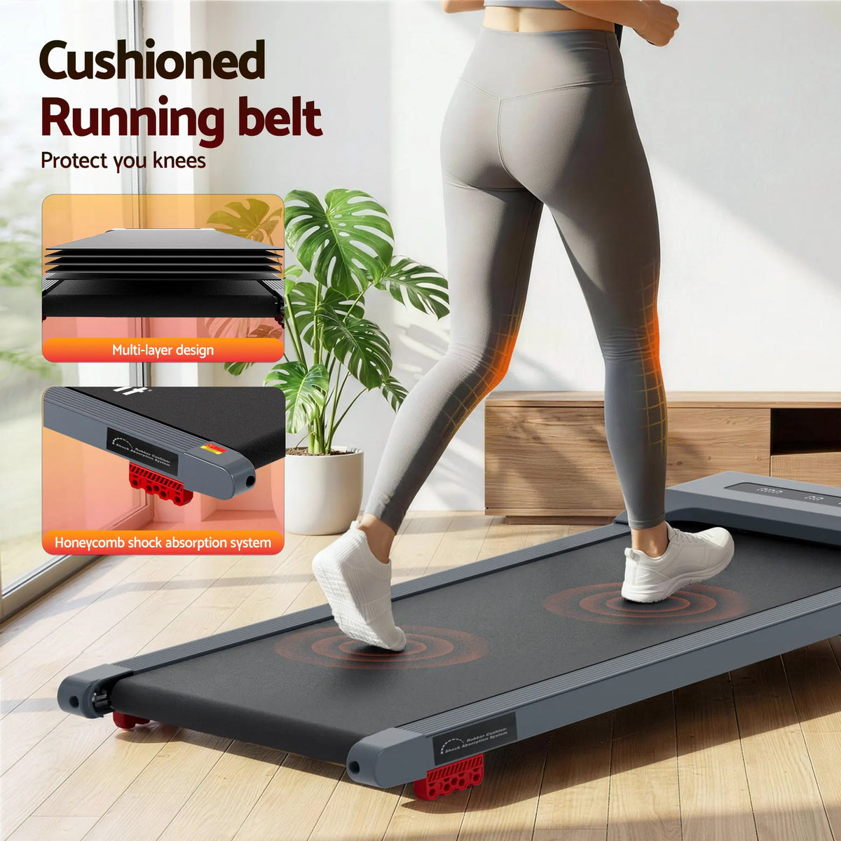 Everfit 3 in 1 Treadmill Electric Walking Pad Incline Under Desk Home Gym 380mm Grey - Image 9