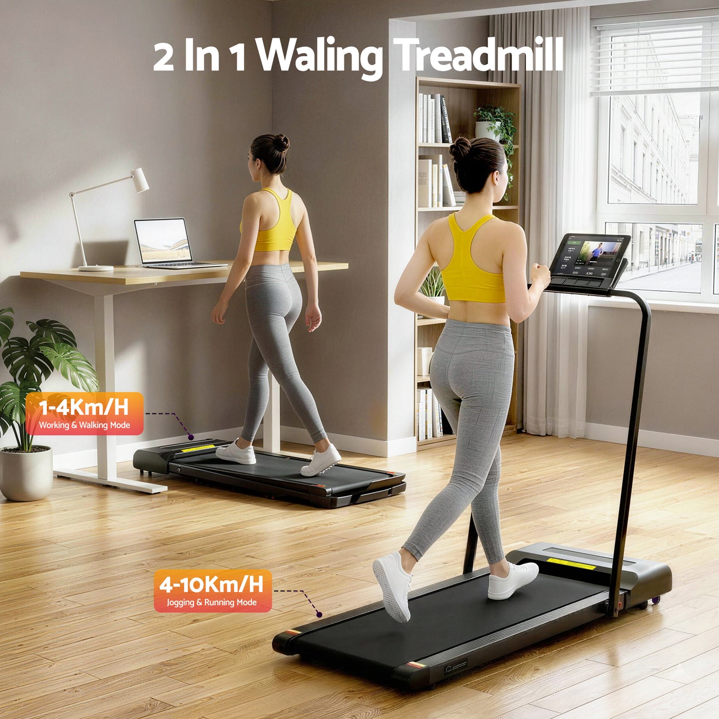 Everfit Treadmill Electric Walking Pad Under Desk Home Gym Fitness 380mm Black - Image 4