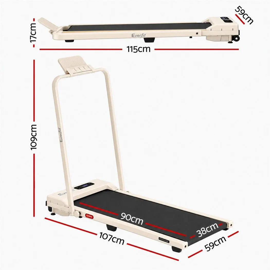 Everfit 3 in 1 Walking Pad Treadmill 12% Incline Foldable Under Desk Treadmills for Home 38cm Beige - Image 3