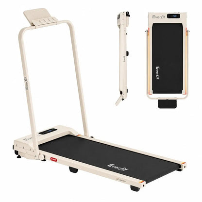 Everfit 3 in 1 Walking Pad Treadmill 12% Incline Foldable Under Desk Treadmills for Home 38cm Beige - Image 4
