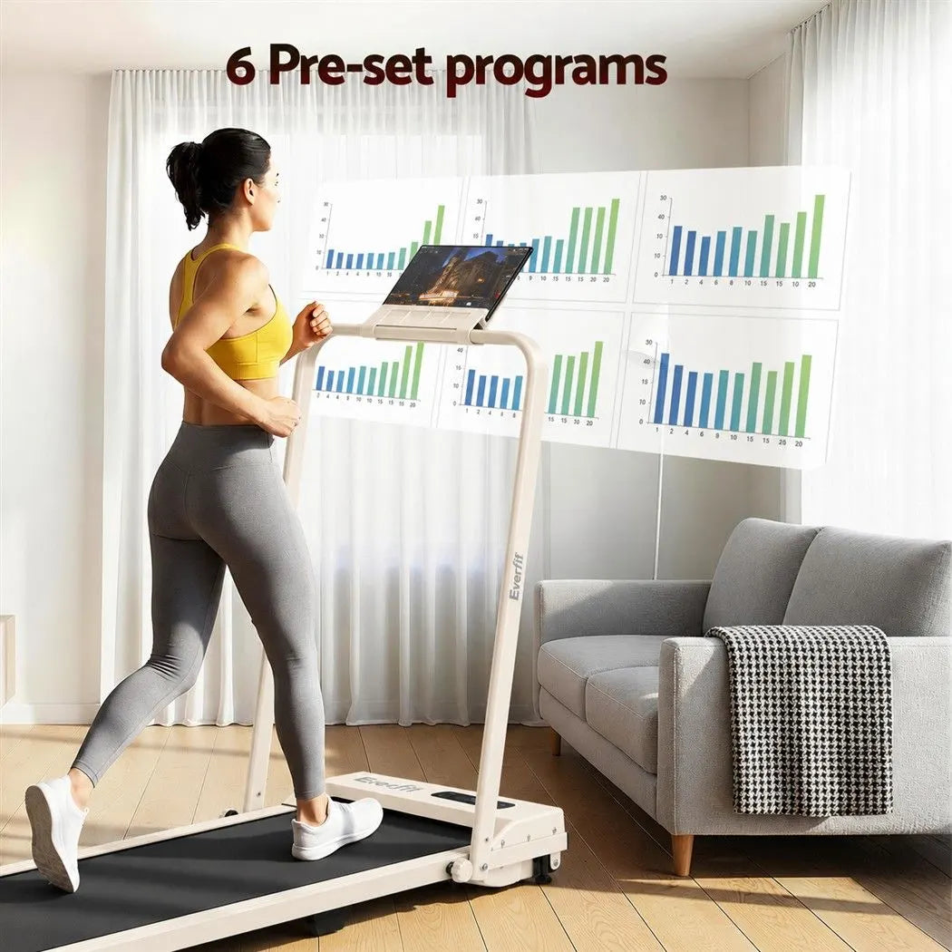 Everfit 3 in 1 Walking Pad Treadmill 12% Incline Foldable Under Desk Treadmills for Home 38cm Beige - Image 6