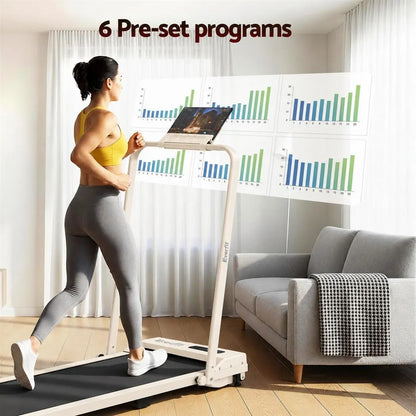 Everfit 3 in 1 Walking Pad Treadmill 12% Incline Foldable Under Desk Treadmills for Home 38cm Beige - Image 6