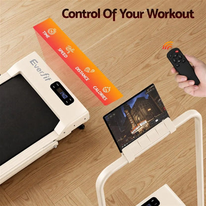 Everfit 3 in 1 Walking Pad Treadmill 12% Incline Foldable Under Desk Treadmills for Home 38cm Beige - Image 8