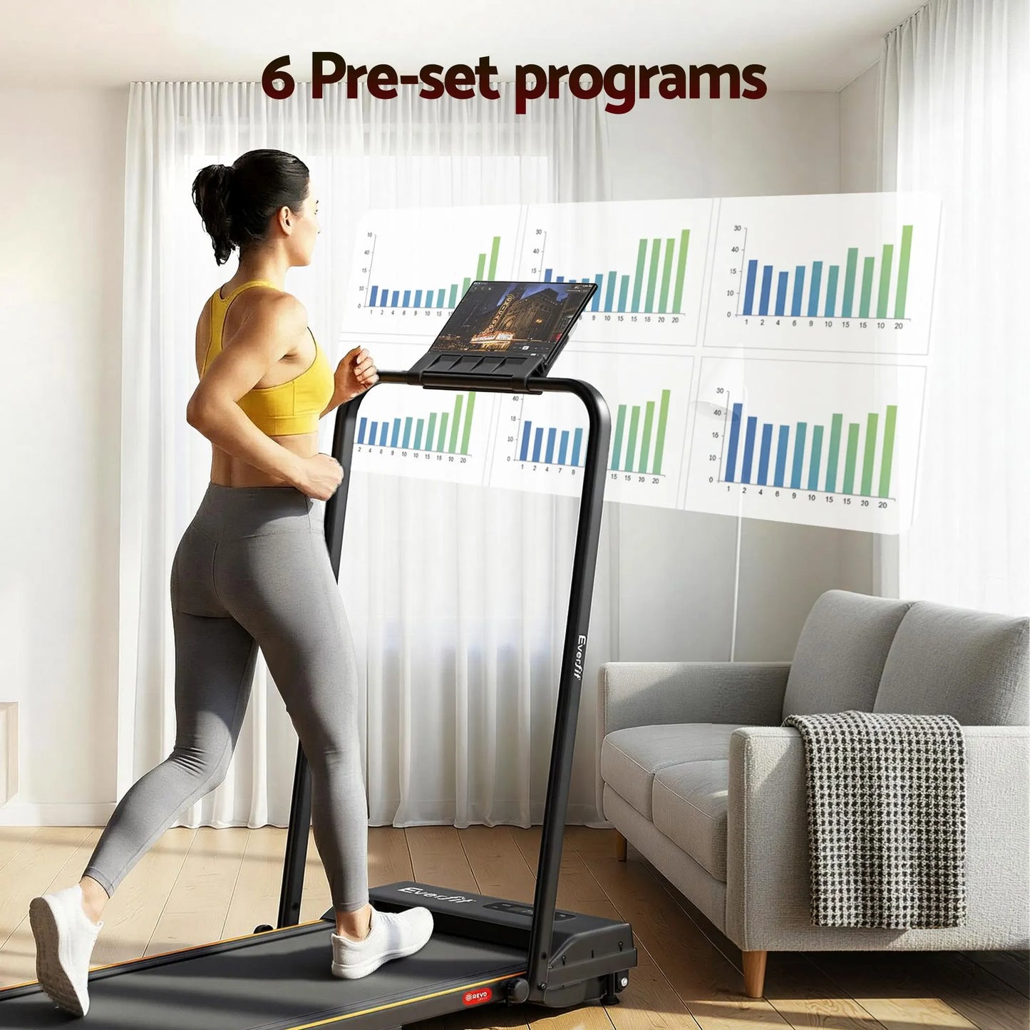 Everfit 3 in 1 Walking Pad Treadmill 12% Incline Foldable Under Desk Treadmills for Home Gym With 38cm Wide Belt Black - Image 5