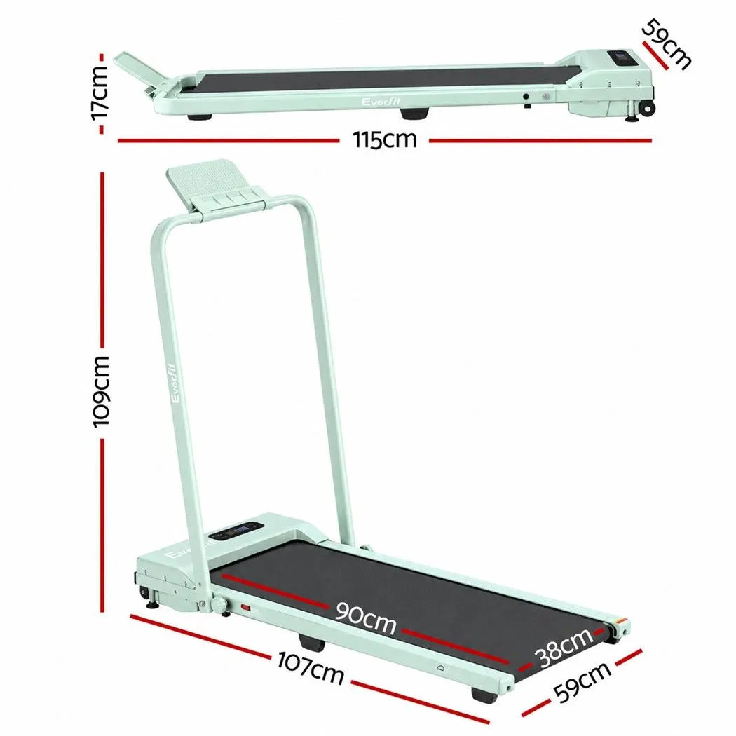 Everfit 3 in 1 Walking Pad Treadmill 12% Incline Foldable Under Desk Treadmills for Home 38cm Green - Image 3